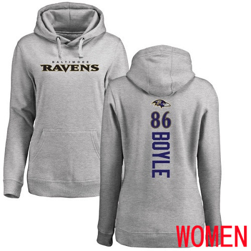 Baltimore Ravens Ash Women Nick Boyle Backer NFL Football 86 Pullover Hoodie Sweatshirt